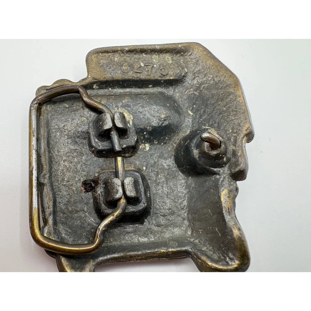 Vintage 1970s‎ Brass Semi Truck Belt Buckle – Raised 3D Cabover Design – #3275
